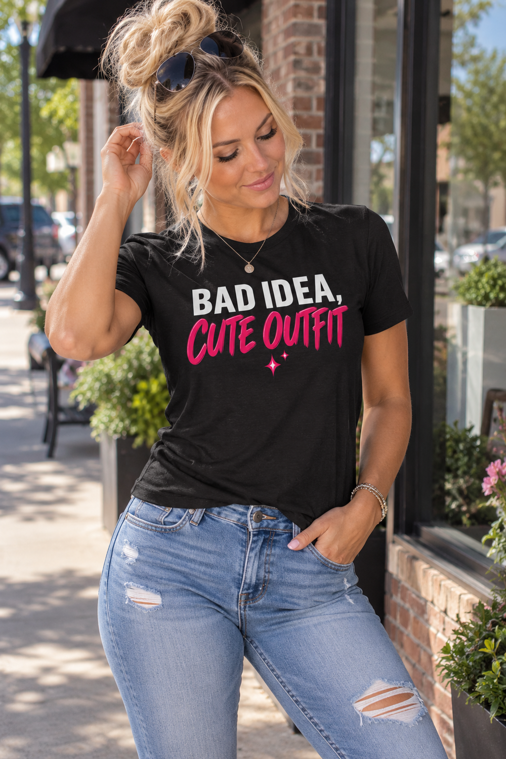 Bad Idea, Cute Outfit Graphic Tee